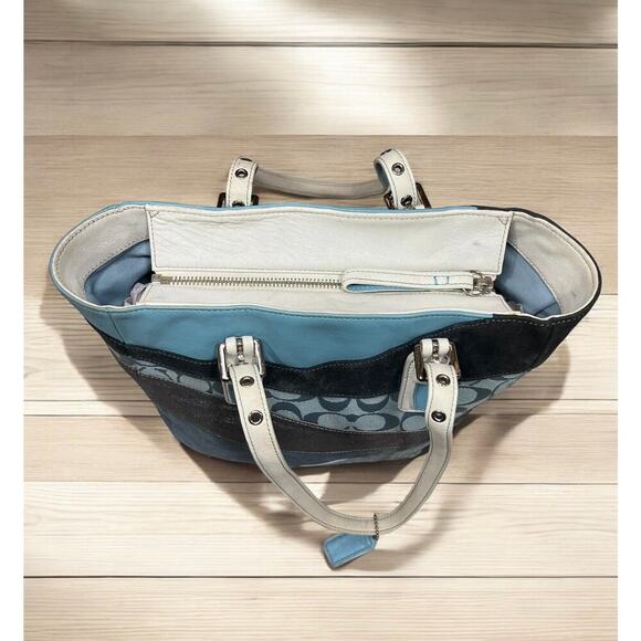 Coach Blue and Gray Tote Bag - Picture 3 of 16
